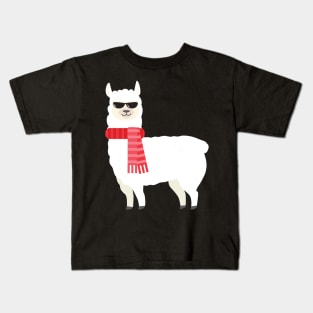 Cute & Adorable Llama With Cool Sunglasses Kids T-Shirt